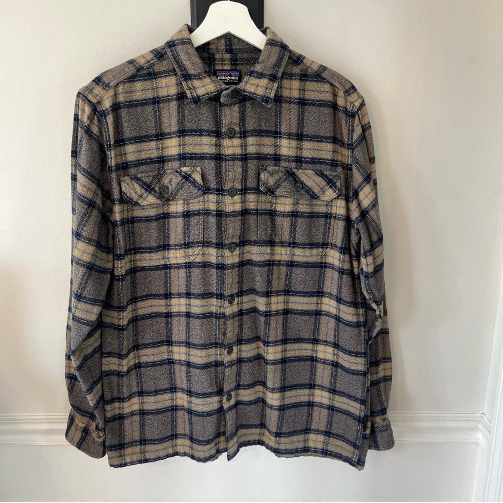 Patagonia Blue and Yellow Plaid Shirt